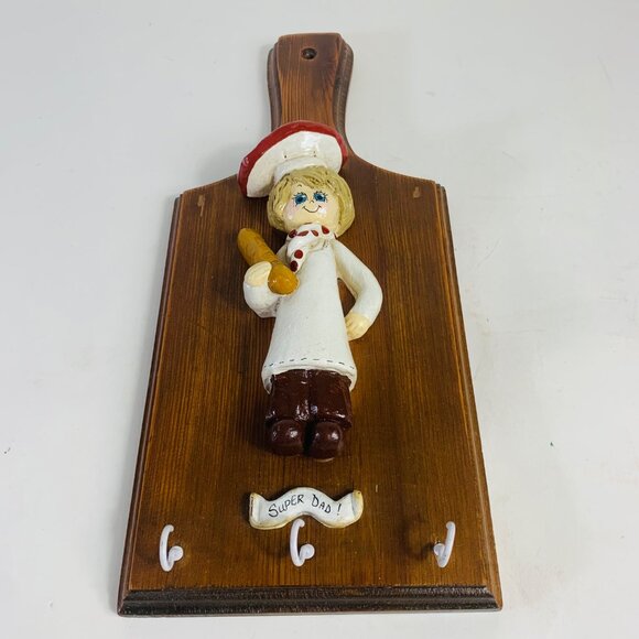 Super Dad Chef Kitchen Wall Decor Guy Key Utensil Towel Holder Kitschy Gift - Picture 13 of 14